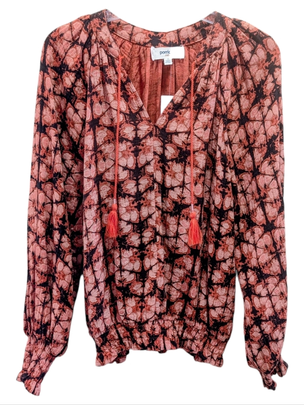 Anthropologie Porridge Orange Tie-Neck Blouse Medium NET NEW!